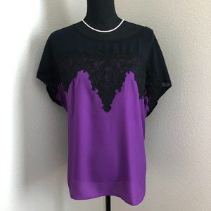 Purple blouse with black chantilly.  T